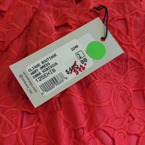 NWT Cara Cara Hart Dress Hibiscus Eyelet Cotton Puff Sleeve Mini NWT Size 2 - Picture 7 of 10